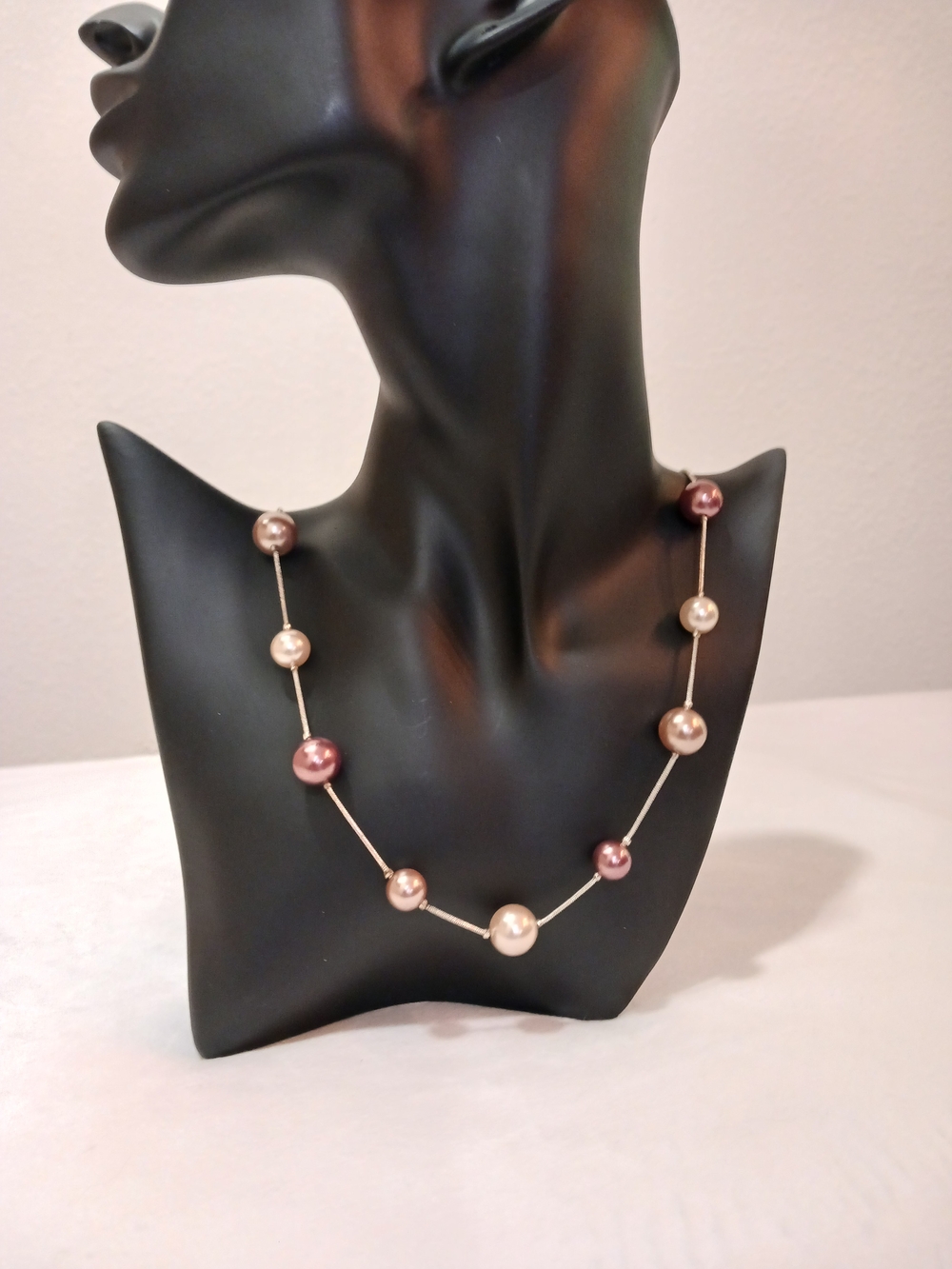 Two-Tone Rose and Champagne Pearl Bead Necklace - Women's Jewelry